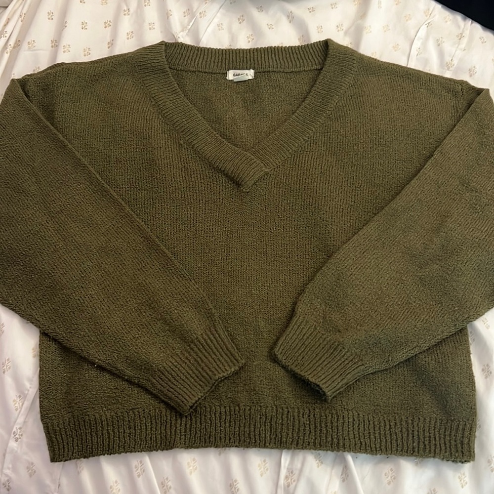Army green vneck sweater